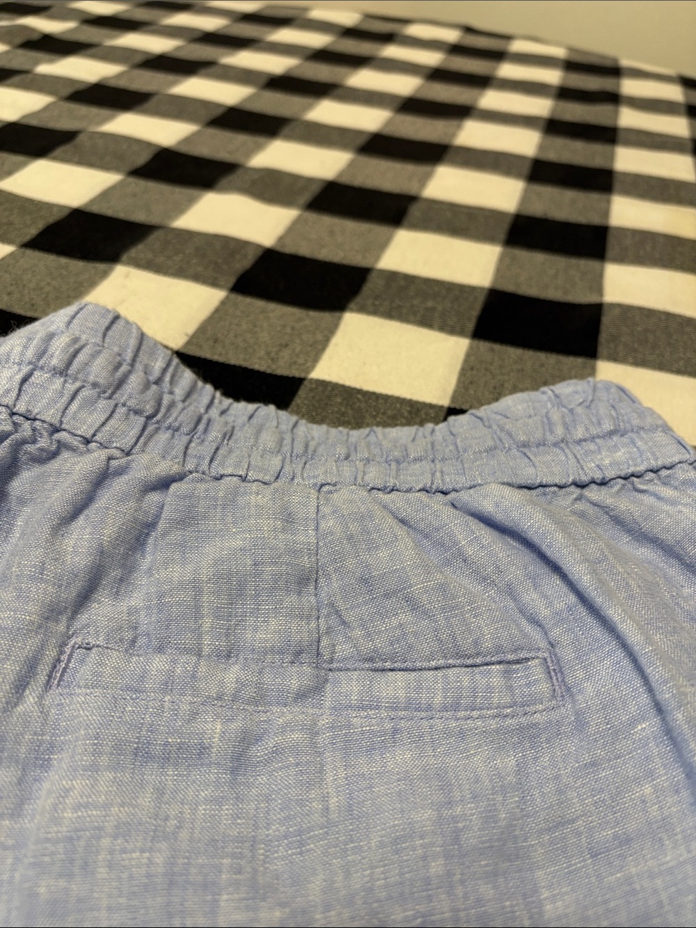 J. Crew Linen Wide Leg Cropped Pant Chambray Blue Women Large Pockets Drawstring - Picture 11 of 16